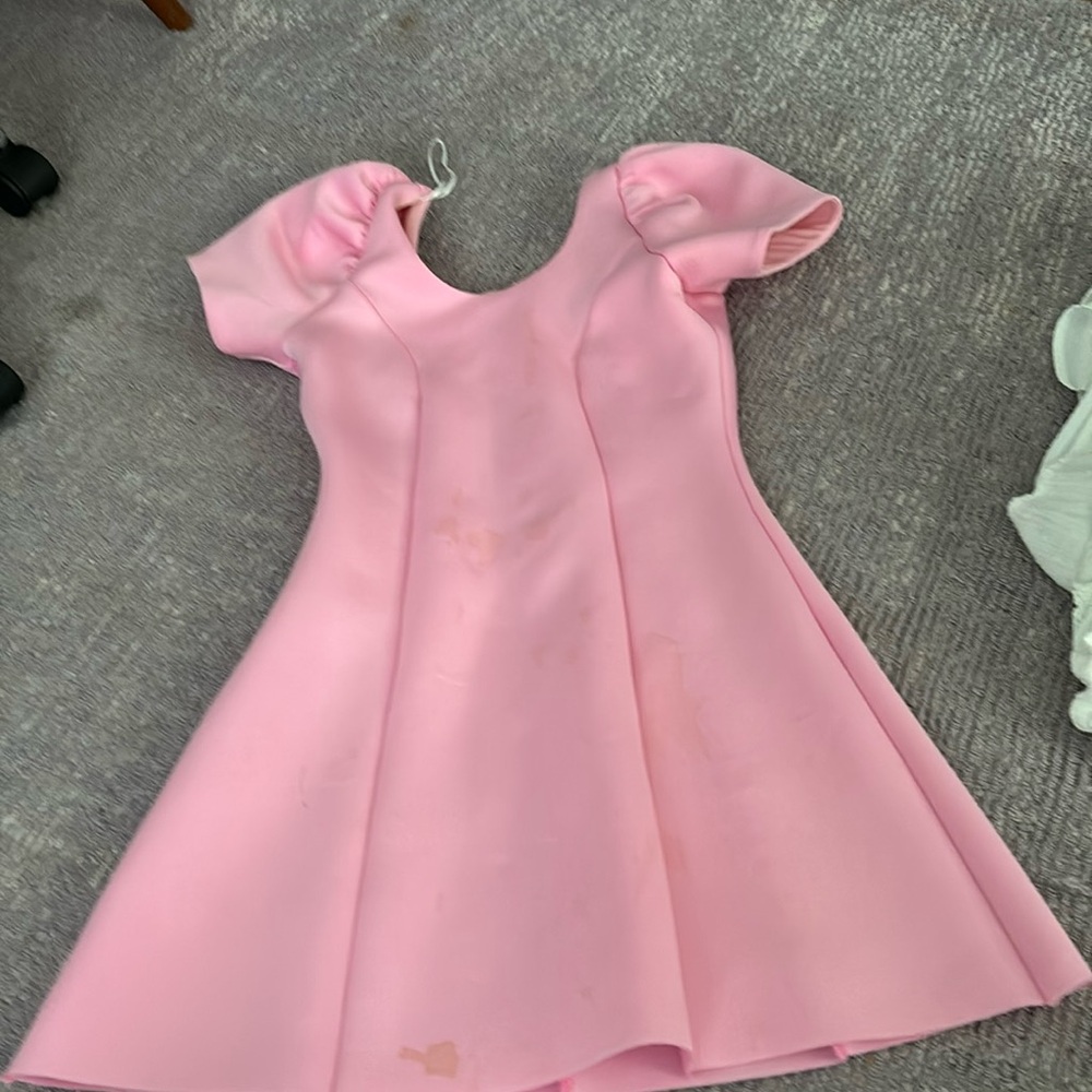 Pink puffer sleeve dress!!
